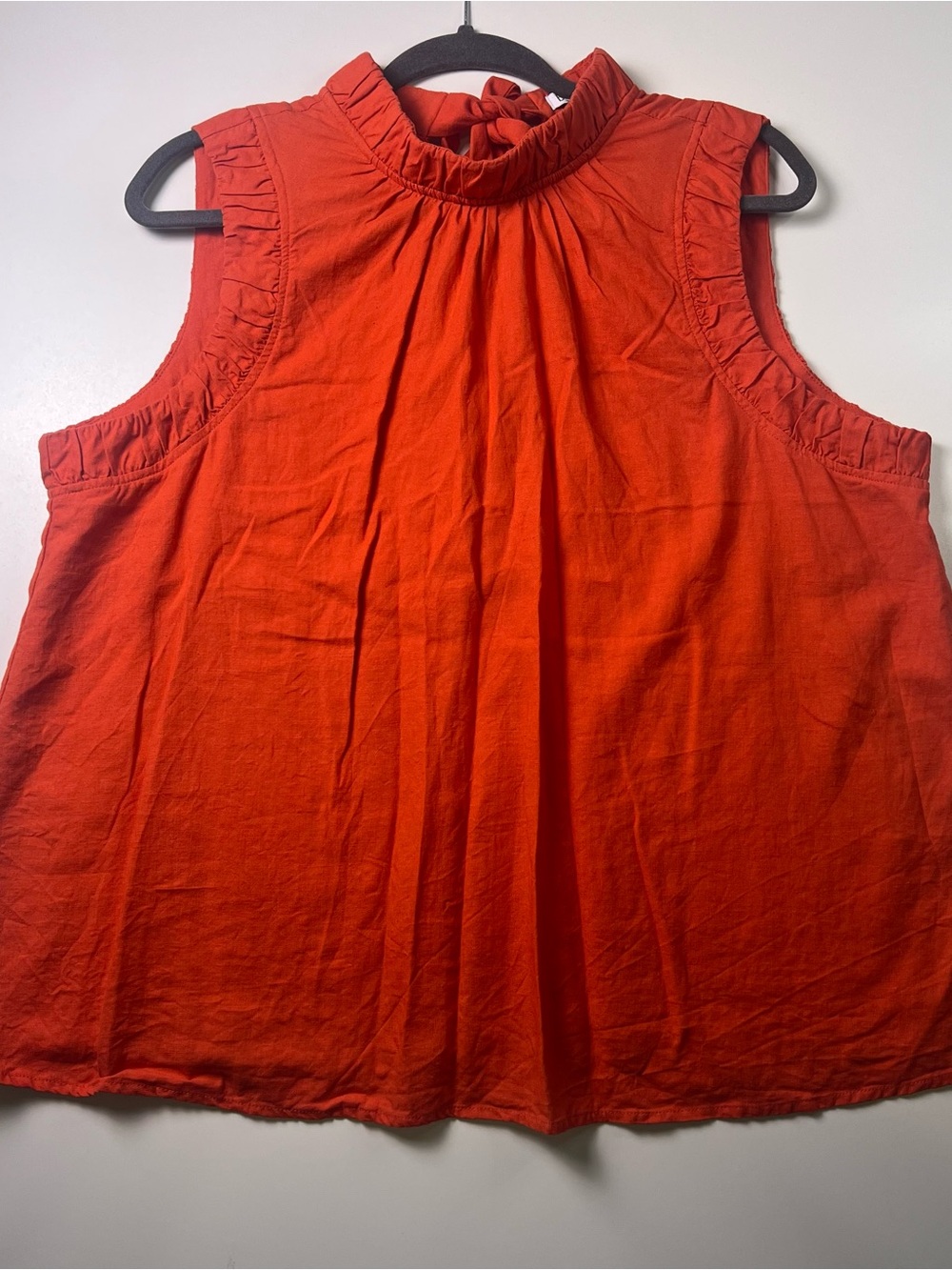 Brave+True Orange Ruffle Mock Neck Tank Top Sleeveless Blouse Size XL Coastal